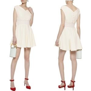 Maje Embroidered Tulle-Paneled Crepe Mini Dress